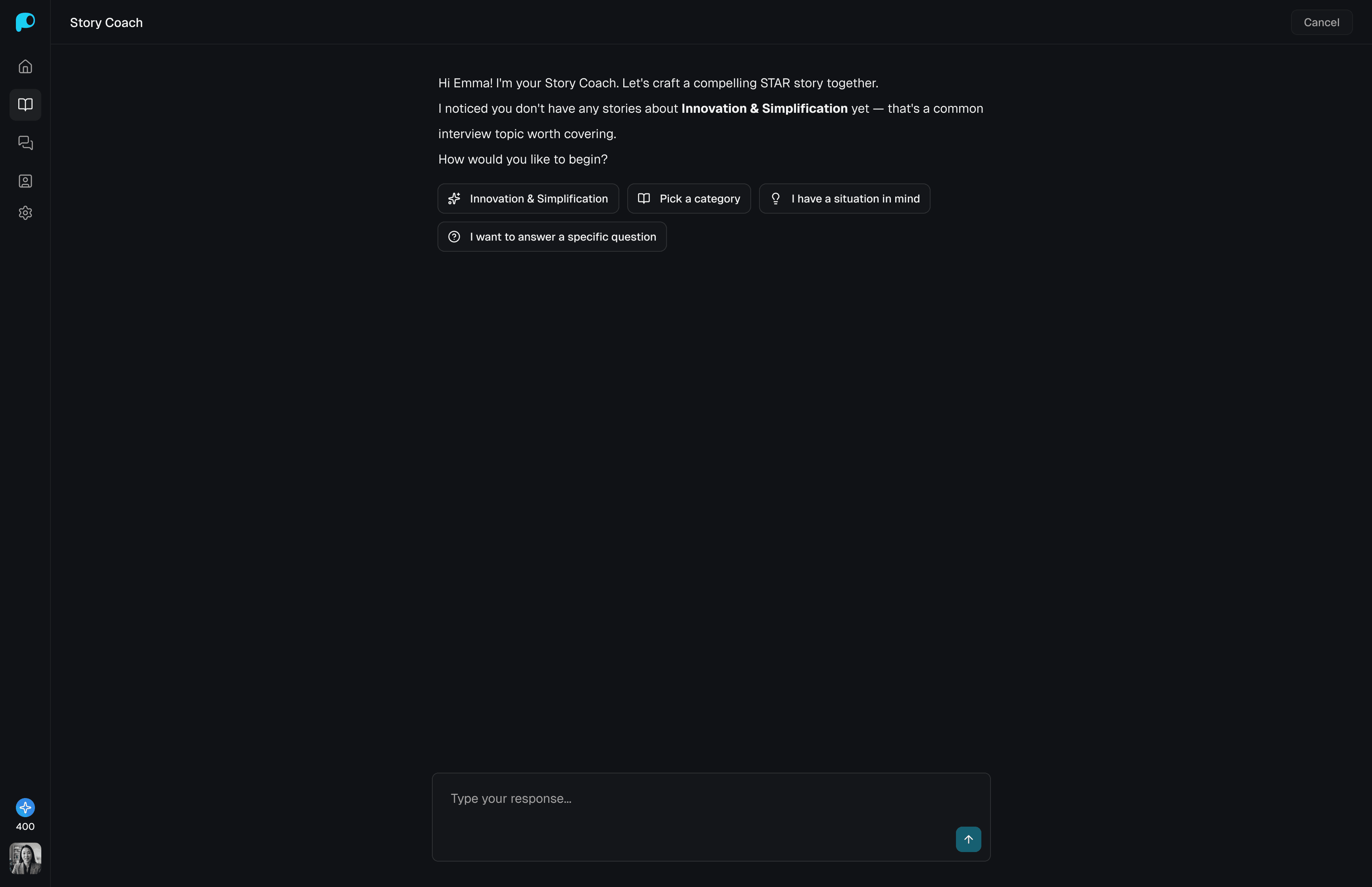 AI STAR Story Coach helping build structured behavioral interview stories