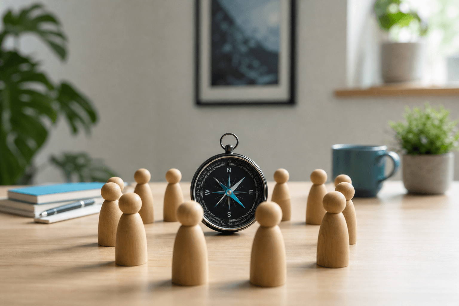 compass surrounded by game pieces